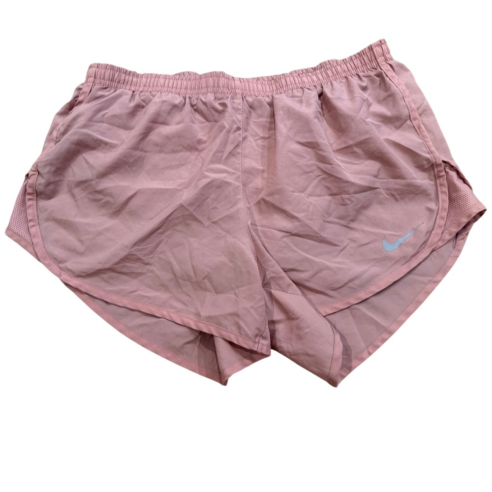 Nike Dri-FIT Womens Running Shorts Pink Medium Reflective Swoosh Mesh Trim